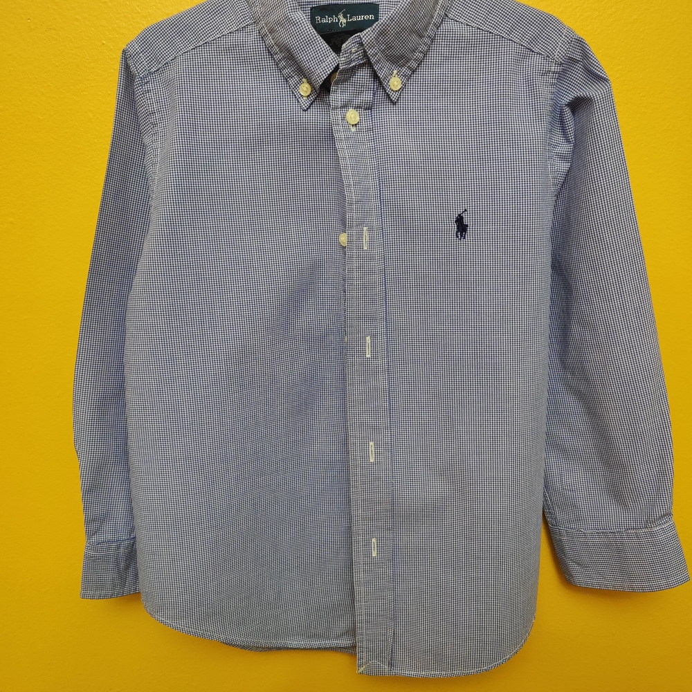 Ralph Lauren Blue Gingham Button Down Shirt